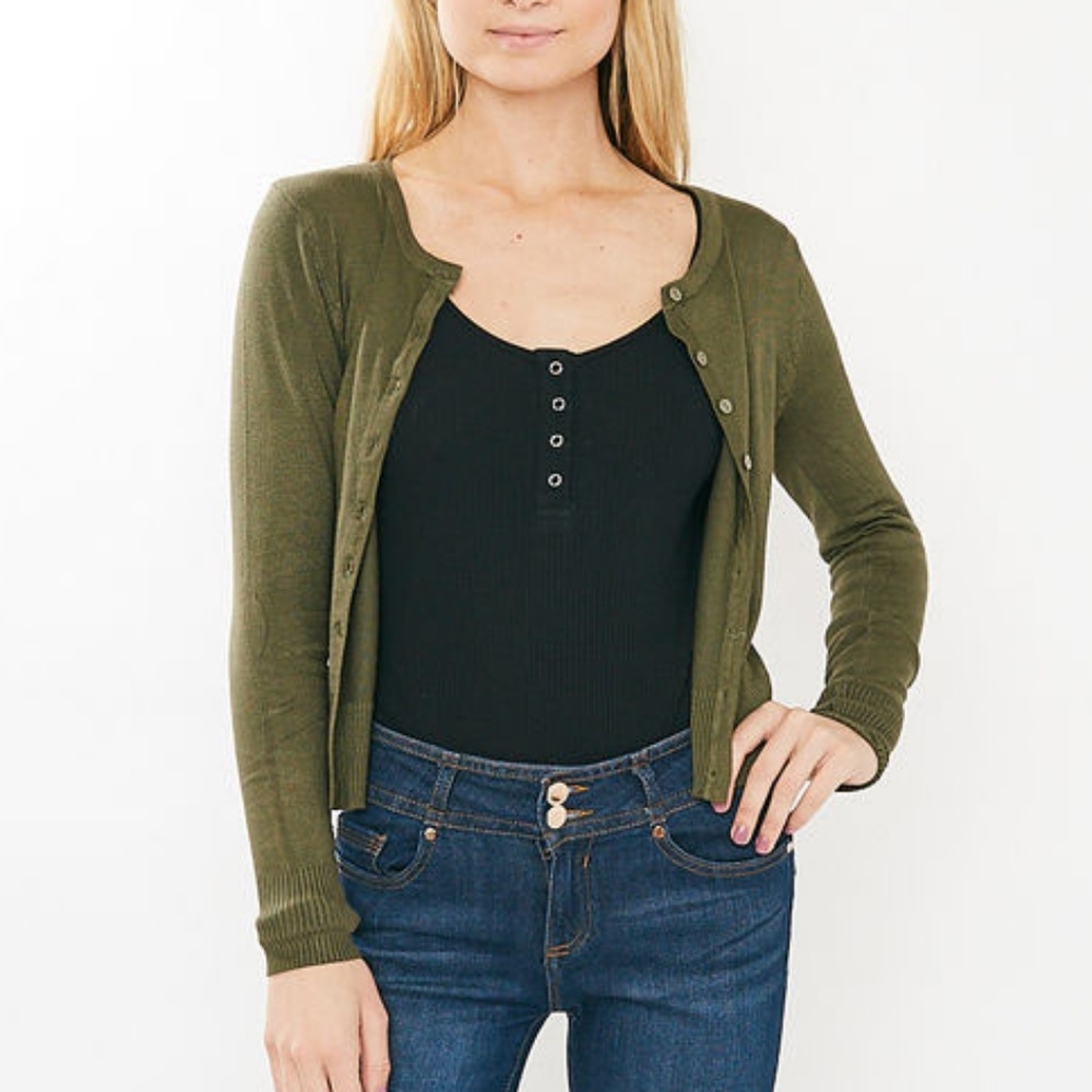 Green Button Up Cardigan